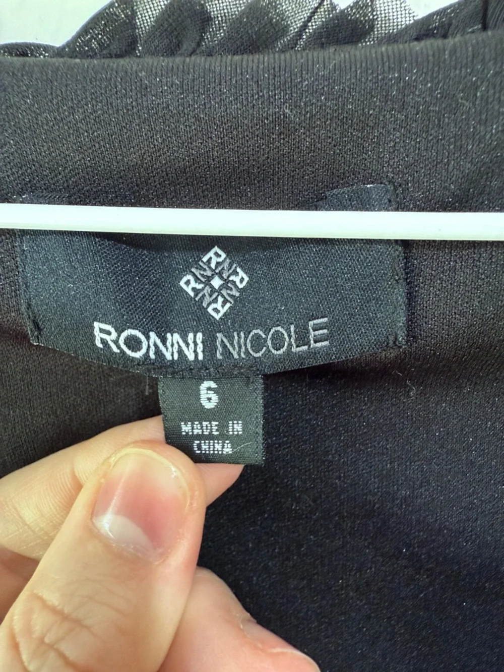 Ronni Nicole Lace Fit & Flare Dress Black 3/4 Sleeve‎ V-Neck Size 6